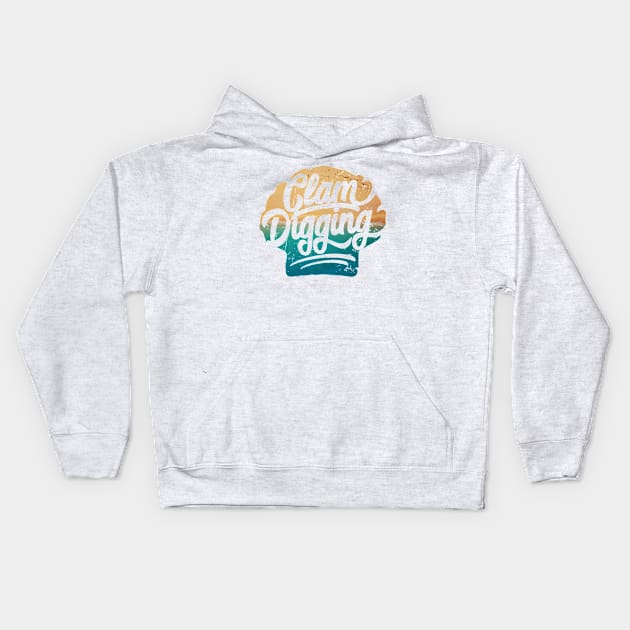 Clam Digging - Beach Kids Hoodie by bluerockproducts